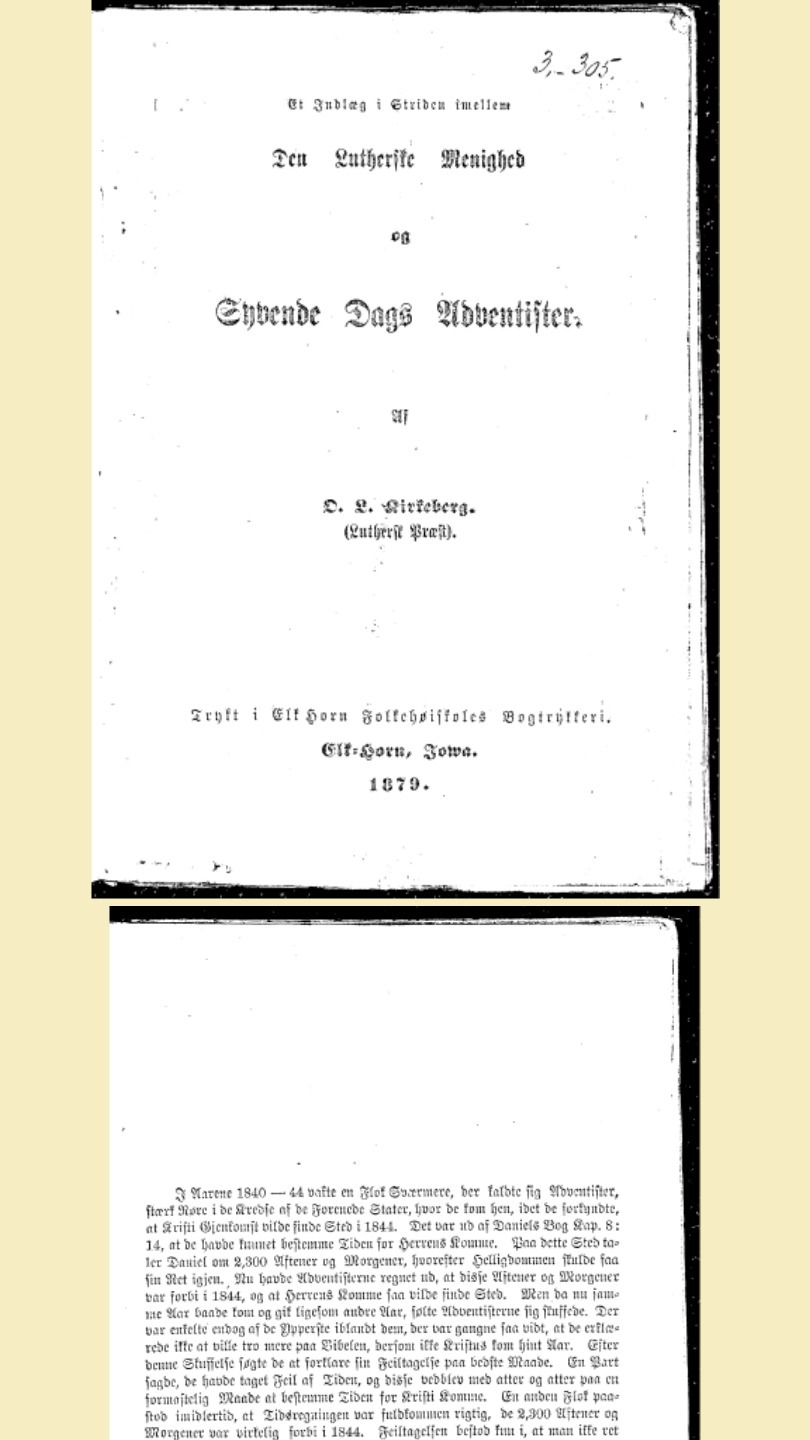 Cover for Et indlæg i striden mellem den Lutherske menighed og Syvende Dags Adventister